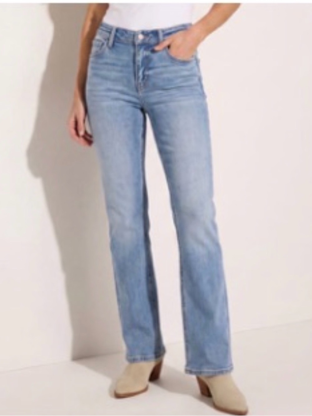 VERVET Miranda Mid Rise Bootcut Futuristic Light Wash Denim Blue Jeans 25 NWT